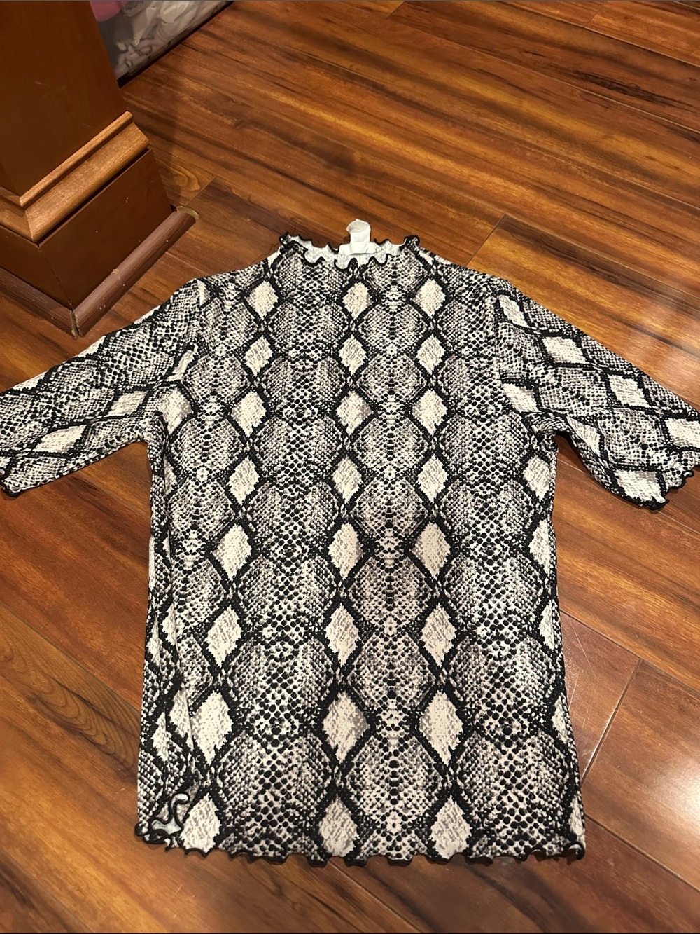Caution To The Wind Black and White Snake Print Top